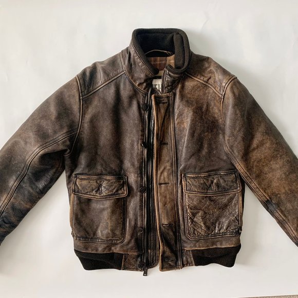 Ruehl No.925 Distressed Brown Bomber Jacket - Picture 2 of 7